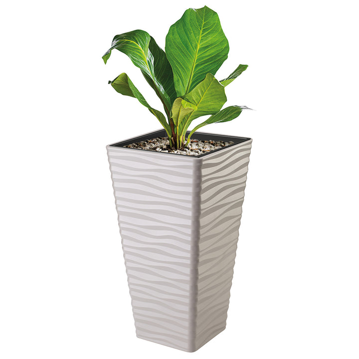 Sahara Dunes Slim  - Plantenbak / vierkant bloempot / Lichtgrijs - 56cm x29cm x29cm- kunststof