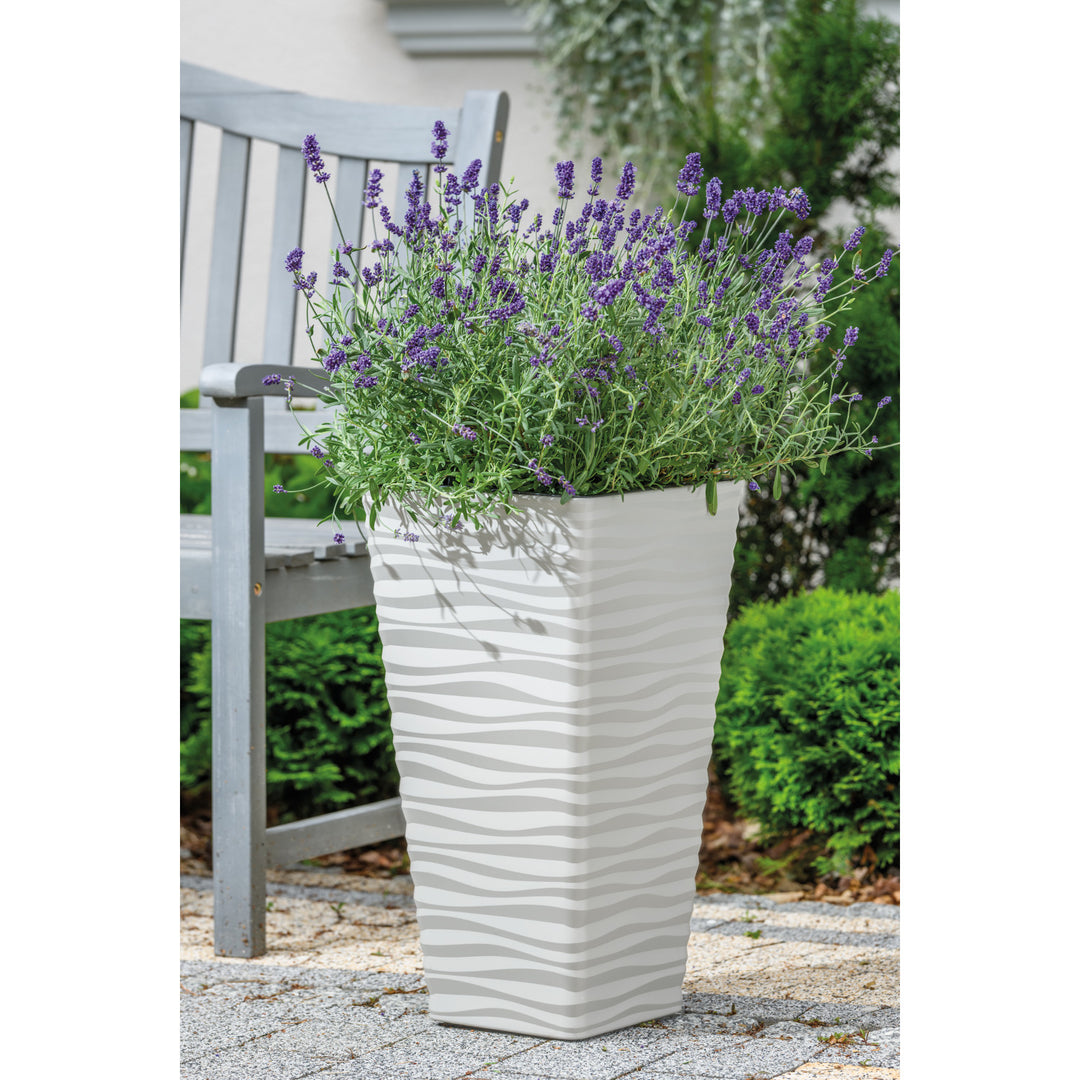 Sahara Dunes Slim  - Plantenbak / vierkant bloempot / Lichtgrijs - 56cm x29cm x29cm- kunststof