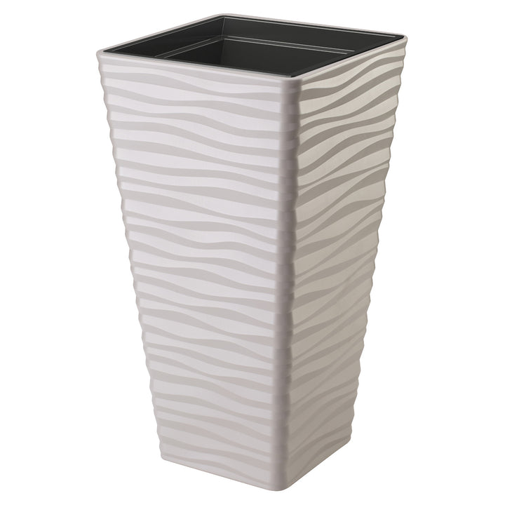 Sahara Dunes Slim Cache-pot carré gris clair 30 cm plastique