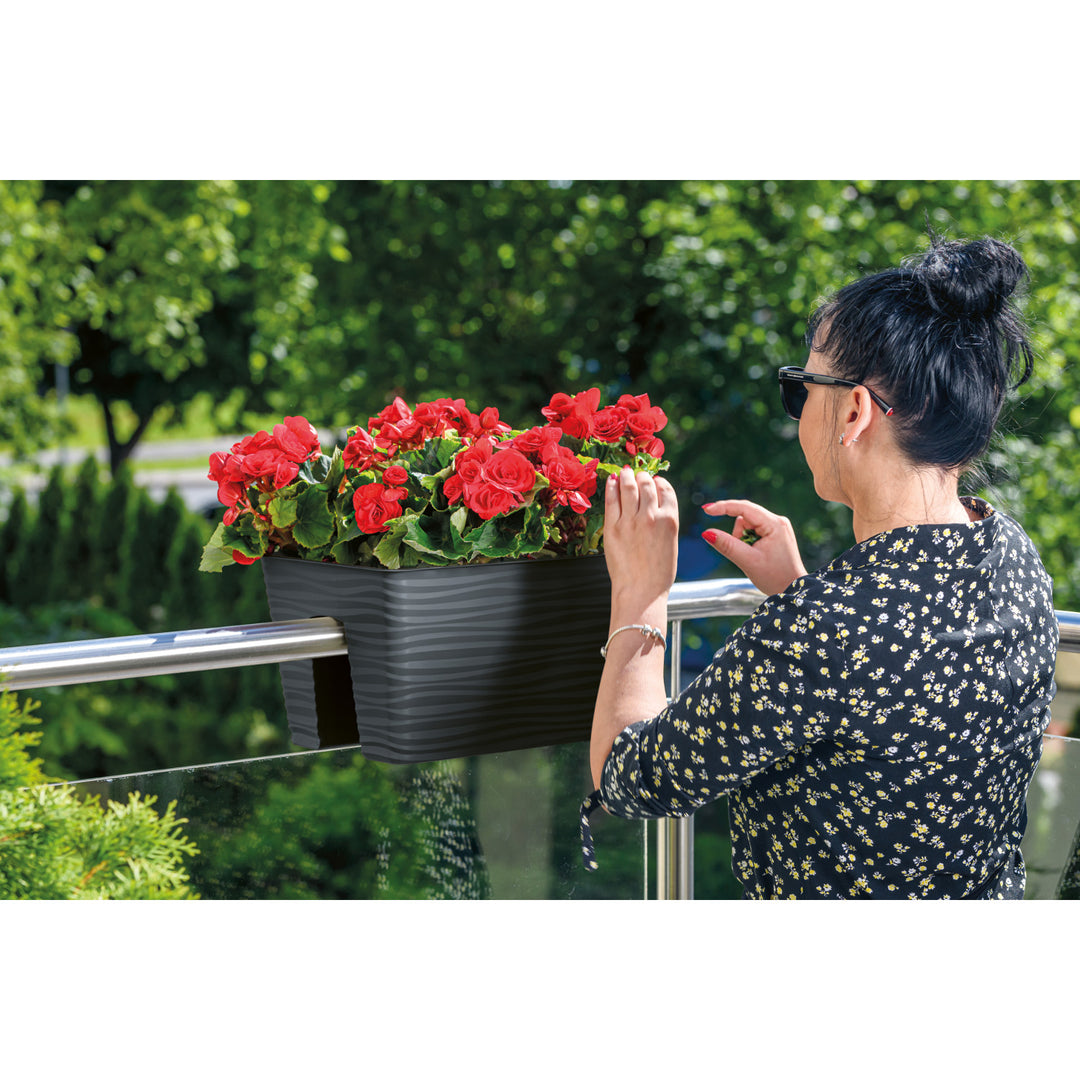 Form-Plastic pot de fleurs, balustrade, 40cm, PP, anthracite, Sahara 40