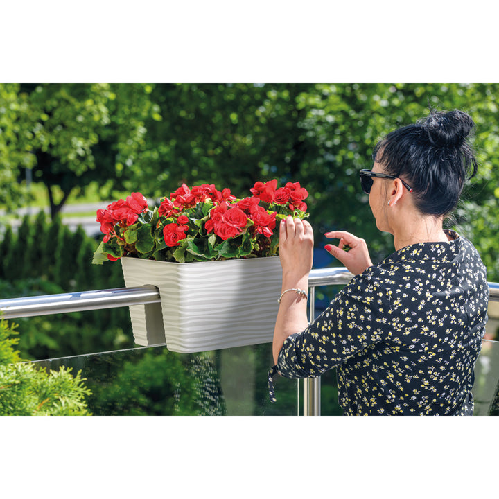 Form-Plastic Sahara Double-Sided Rail Planter 40cm - Grey Flowerpot Design Balocny Balustrade Fence