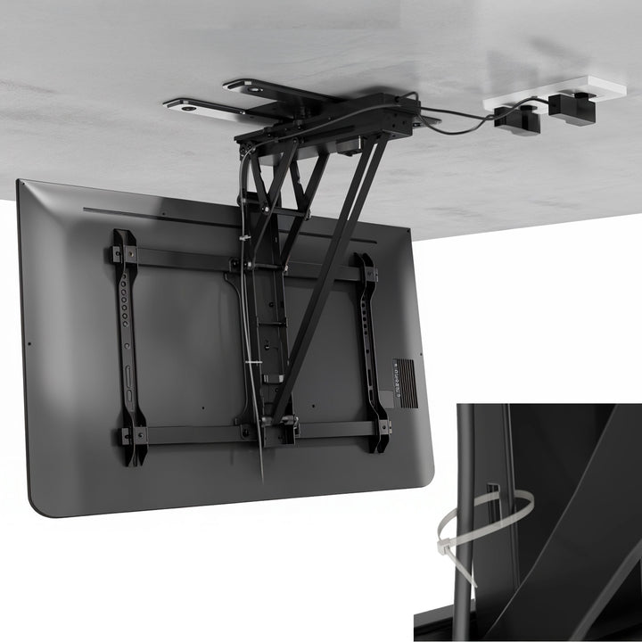 Maclean MC-490 Soporte de techo eléctrico para TV, soporte TUYA, VESA máx. 600x400, giratorio 90º, 32"-75", Carga max. 35kg