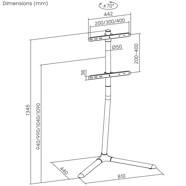 Maclean MC-494 Soporte de suelo para TV, 32-70", max. VESA 400x400, máx. 40kg