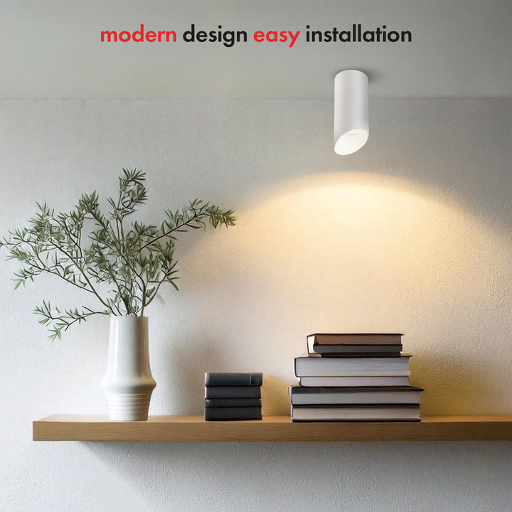 Maclean MCE360 W Luminaria/tubo de superficie, spot, redondo, aluminio, GU10, 55x130mm, blanco