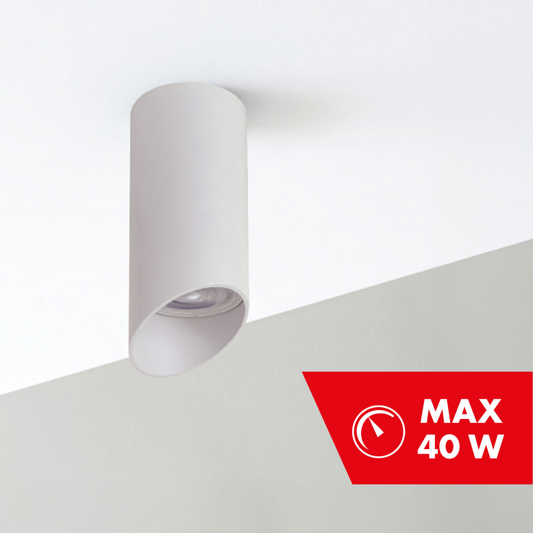 Maclean MCE360 W Luminaria/tubo de superficie, spot, redondo, aluminio, GU10, 55x130mm, blanco