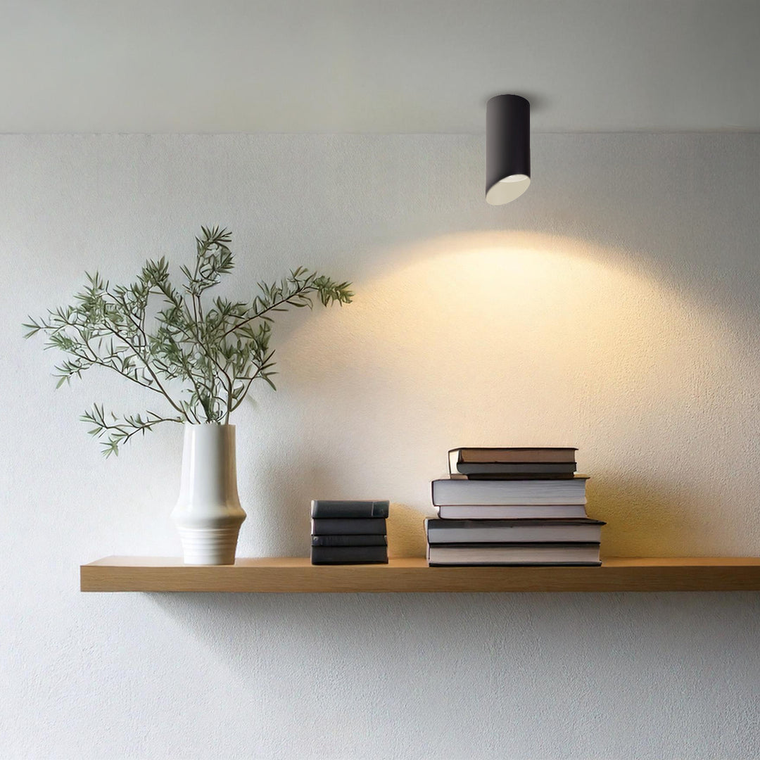 Maclean surface-mounted luminaire / tube, spot, round, aluminum, GU10, 55x130mm, black color, MCE360 B