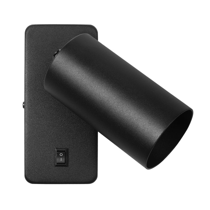 Maclean MCE369 B Aplique / luz de pared, spot, redondo, GU10, con interruptor, 55x100mm, Color negro