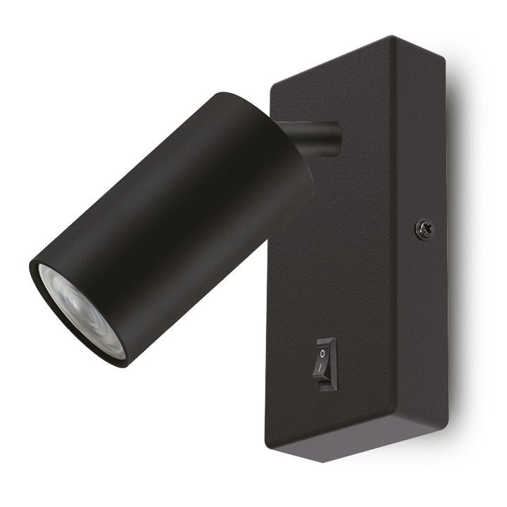 Maclean MCE369 B Aplique / luz de pared, spot, redondo, GU10, con interruptor, 55x100mm, Color negro