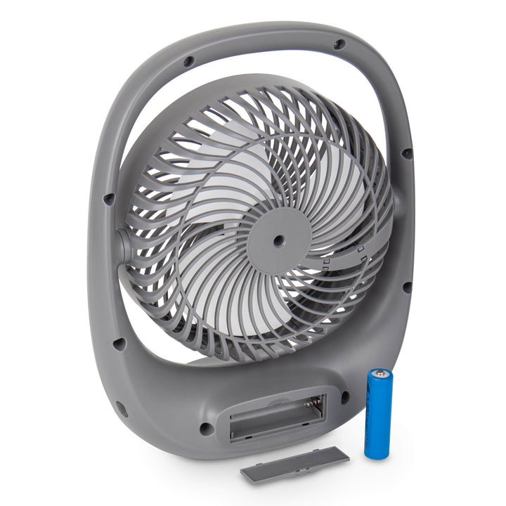 Blaupunkt Ventilator, tragbar, wiederaufladbar 1800 mAh, USB, 3 Geschwindigkeiten, grau, APF301