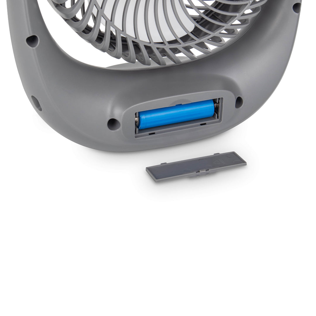 Blaupunkt Ventilator, tragbar, wiederaufladbar 1800 mAh, USB, 3 Geschwindigkeiten, grau, APF301