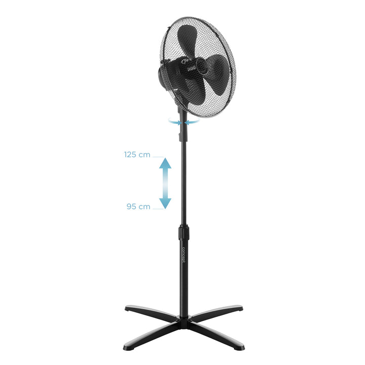 Concept VS5050 Floor Standing Fan Pedestal 40W Power 3 Speed Settings Oscilating Black Adjustable Height
