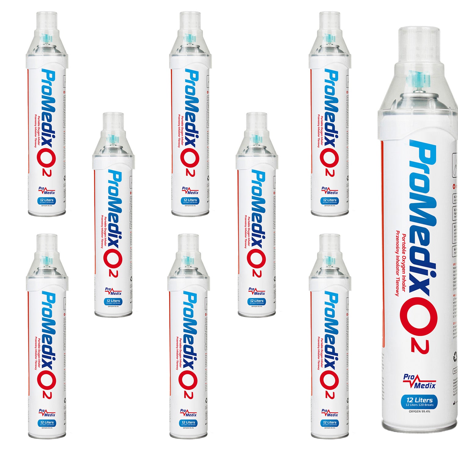 9x Promedix 12L portable 99.4% canned oxygen inhaler, PR-994 ...