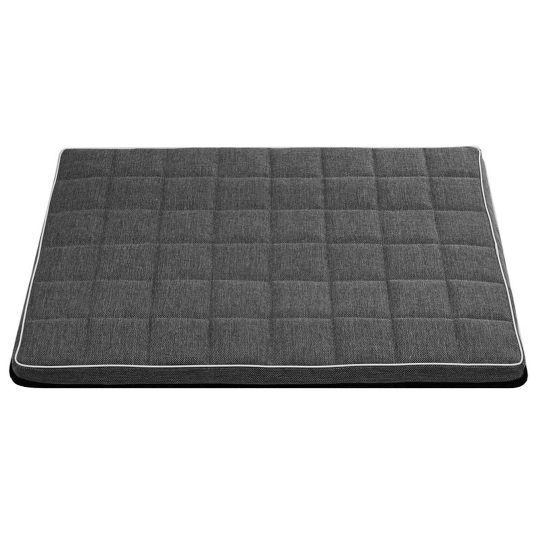 Mestizo Leon Checked Cama Colchón para Perro y Gato, Funda Extraible, Lavable (65x50 cm, Gris oscuro con borde blanco) MLCH-5-STE-W-S