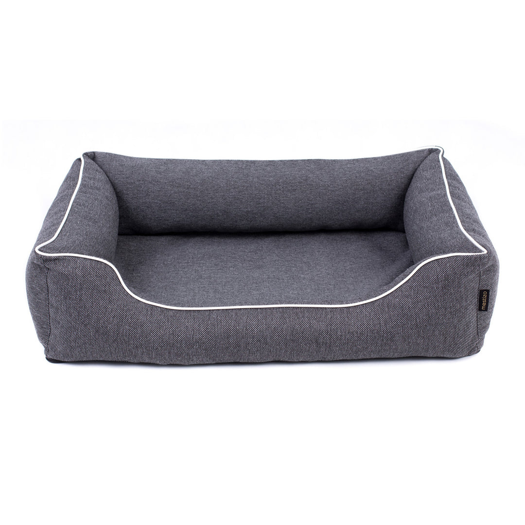 Mestizo Mallorca Orthopedic Cama para Perros, Sofá, Lavable, Cama con Certificado Öko-Tex, Color Gris Oscuro con Borde Blanco, Dimensiones Exteriores: 65x50 cm, SMO-STE-W-1