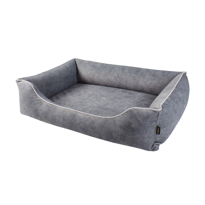 Mestizo Barcelona Standard TwinFoam Sofá para Mascotas, Cama para Perros, Gatos, Dimensiones exteriores: 80x60, Color: Acero con borde blanco