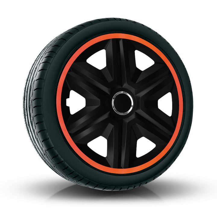 NRM Fast Lux 15" Universal Radkappe schwarz-orange 1 Stück