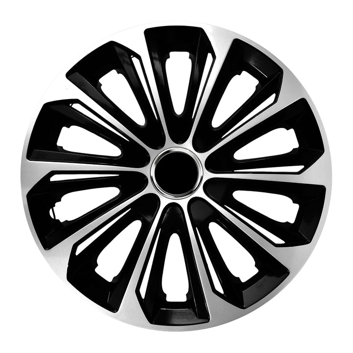 NRM Extra Strong Universal Hubcap 15" Wheel Cover Wheel Trim Hub Cap Silver-black 1 Piece