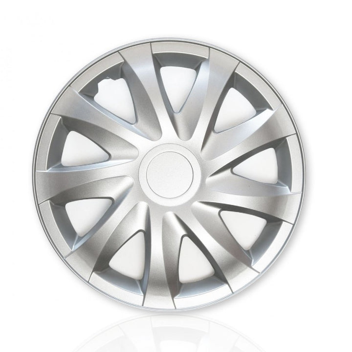 NRM Draco 15" Universal Hub Cap 15'' Silver 1 Piece Single Wheel Trim Rim Cover