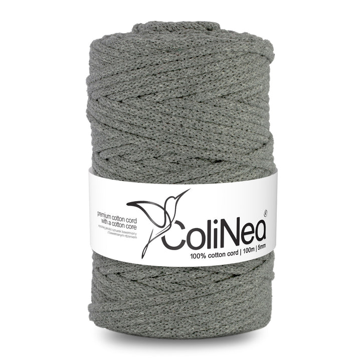 ColiNea, cotton cord with cotton core, braided, 5mm, 100m, dark gray