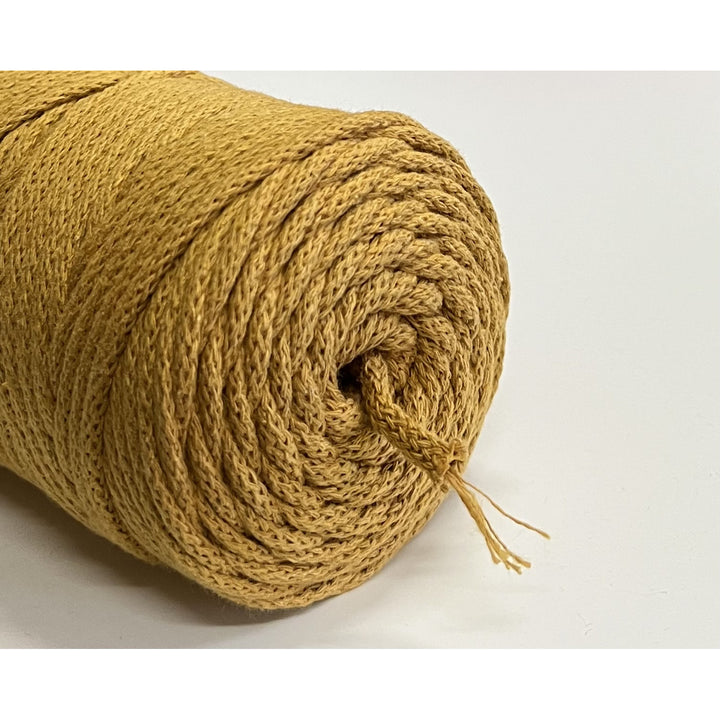 ColiNea, cotton cord with cotton core, braided, 5mm, 100m, mustard