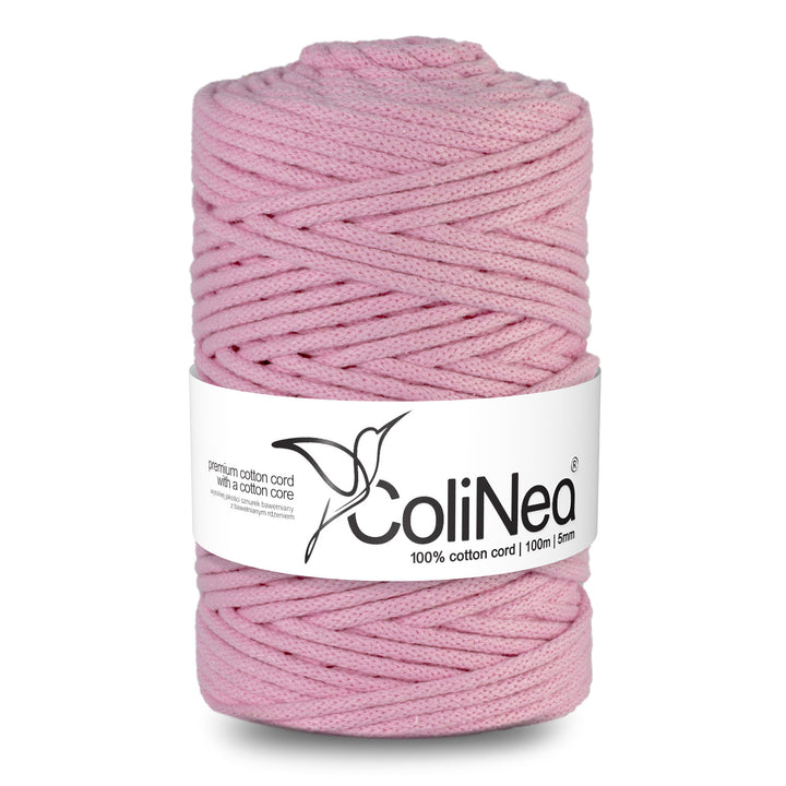 ColiNea, Baumwollkordel mit Baumwollkern, geflochten, 5mm, 100m, rosa