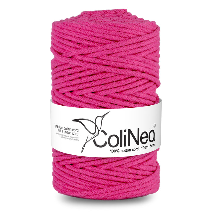 ColiNea, Baumwollkordel mit Baumwollkern, geflochten, 5mm, 100m, fuchsia