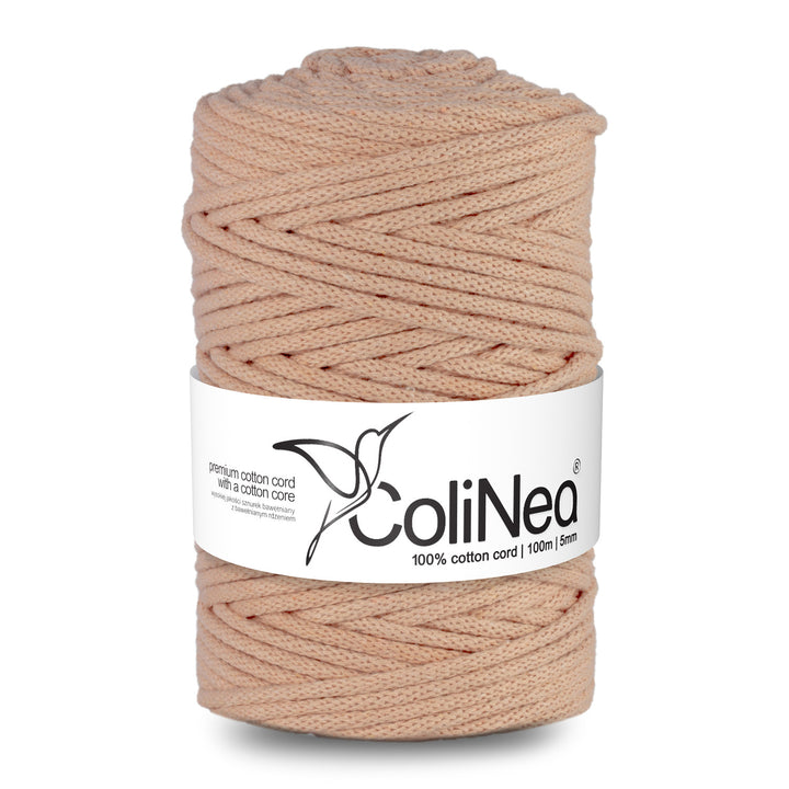 ColiNea, cotton cord with cotton core, braided, 5mm, 100m, salmon