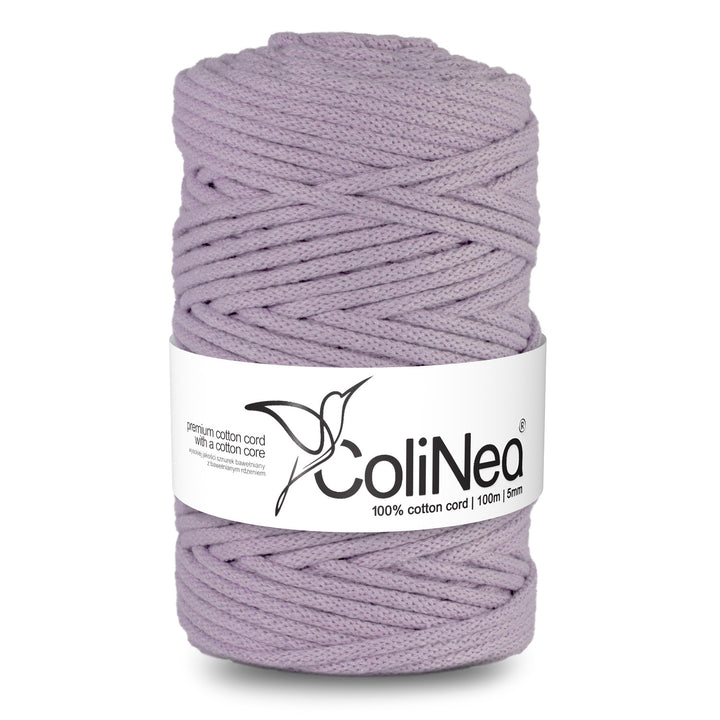 ColiNea, cordon en coton avec âme en coton, tressé, 5mm, 100m, lilas