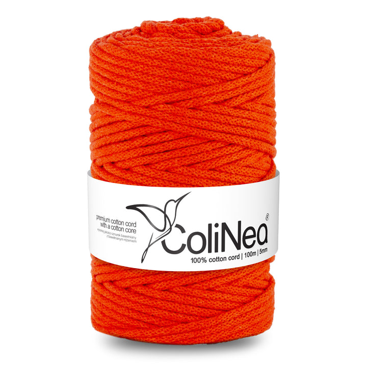 ColiNea, Baumwollkordel mit Baumwollkern, geflochten, 5mm, 100m, orange