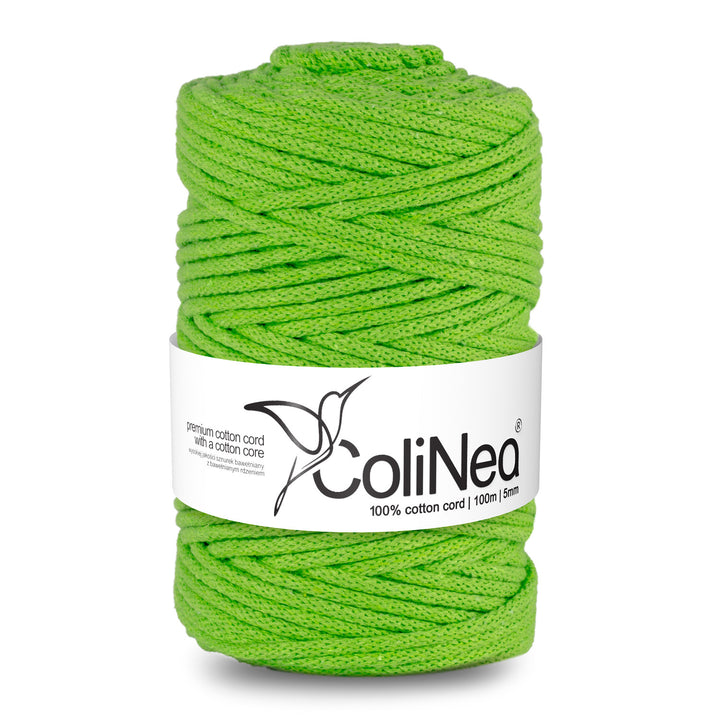 ColiNea, cordon en coton avec âme en coton, tressé, 5mm, 100m, vert clair