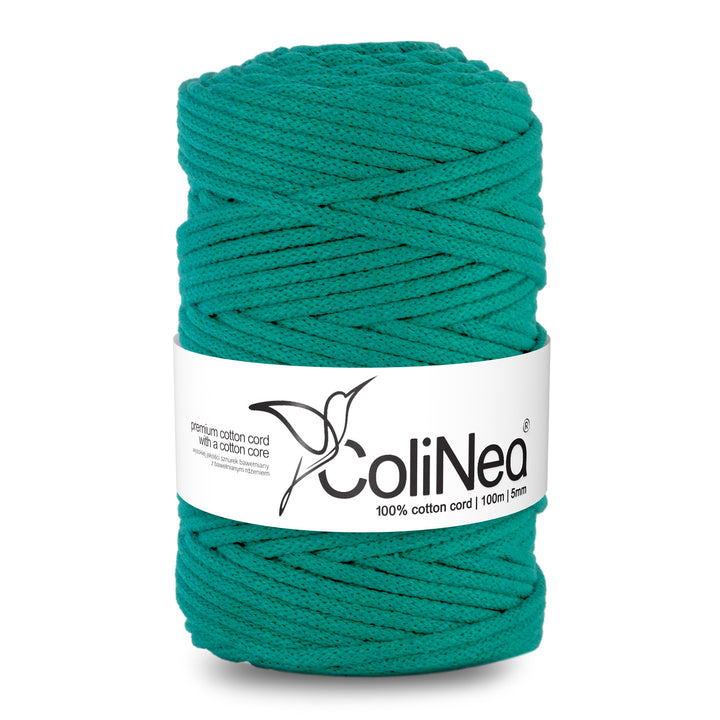 ColiNea, cotton cord with cotton core, braided, 5mm, 100m, turquoise