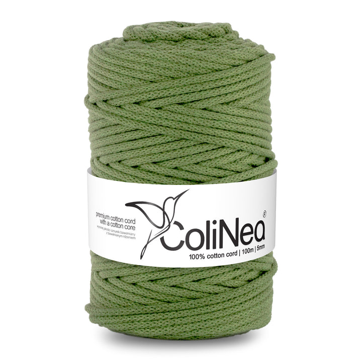 ColiNea, cotton cord with cotton core, braided, 5mm, 100m, pistachio