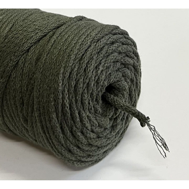 ColiNea, cotton cord with cotton core, braided, 5mm, 100m, khaki