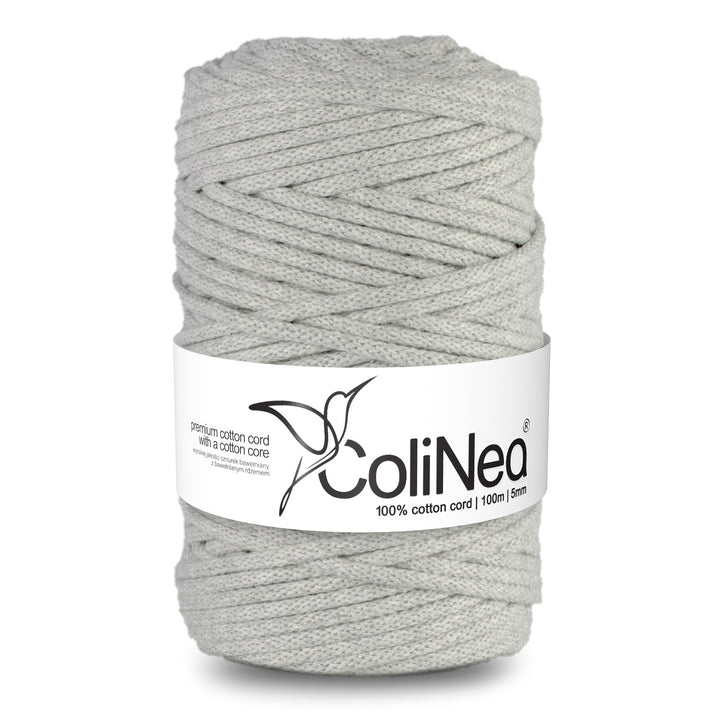 ColiNea, cordon en coton avec âme en coton, tressé, 5mm, 200m, gris clair