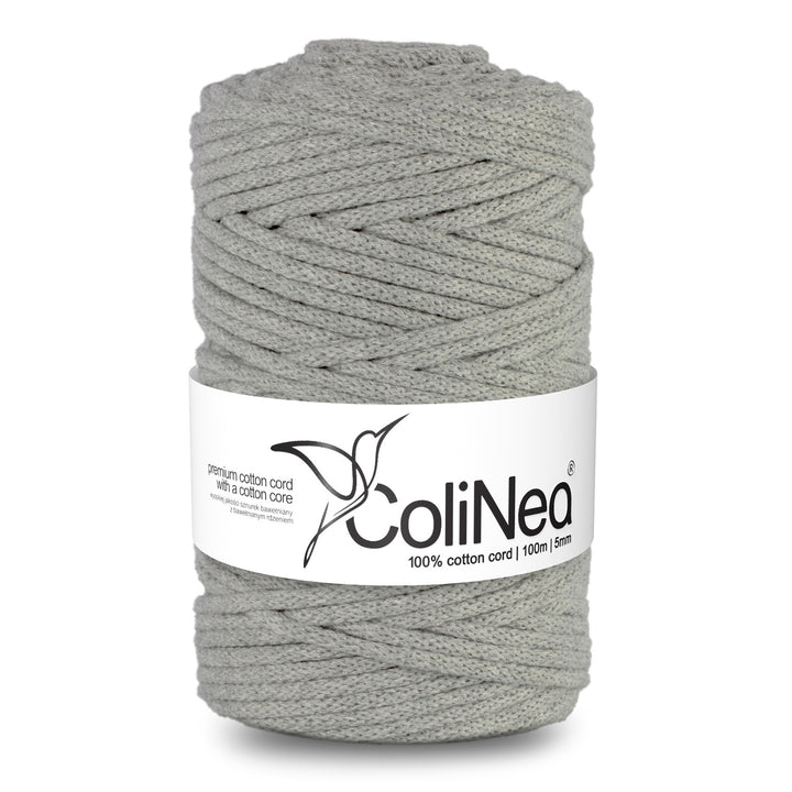 ColiNea, cordon en coton avec âme en coton, tressé, 5mm, 200m, gris