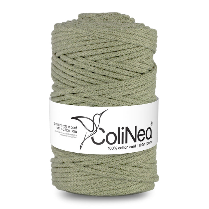 ColiNea, cordon en coton avec âme en coton, tressé, 5mm, 200m, vert olive