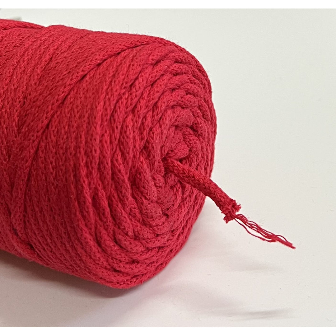 ColiNea, cordon en coton avec âme en coton, tressé, 3mm, 100m, rouge