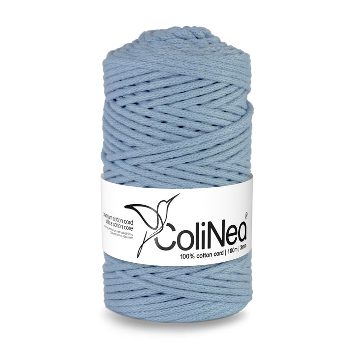 ColiNea 3mm Dark Blue Braided Cotton Cord with Durable Cotton Core, 100m Length - Ideal for Crafting and DIY Projects