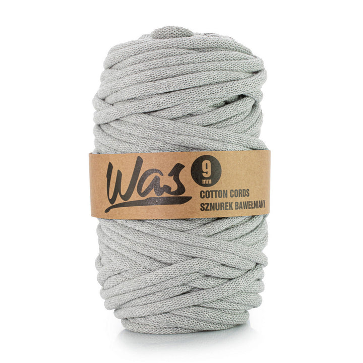 WAS, cotton cord with polyester core, braided, 9mm, 50m, grey