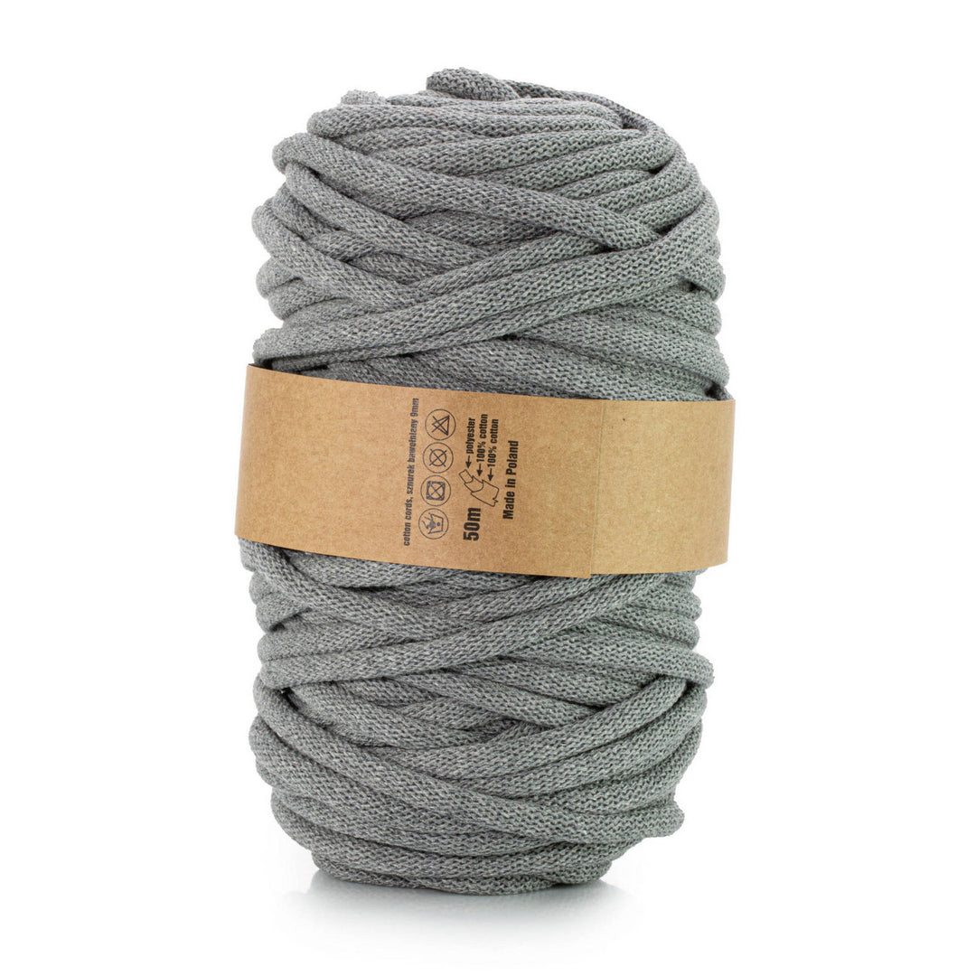 WAS, cotton cord with polyester core, braided, 9mm, 50m, dark gray