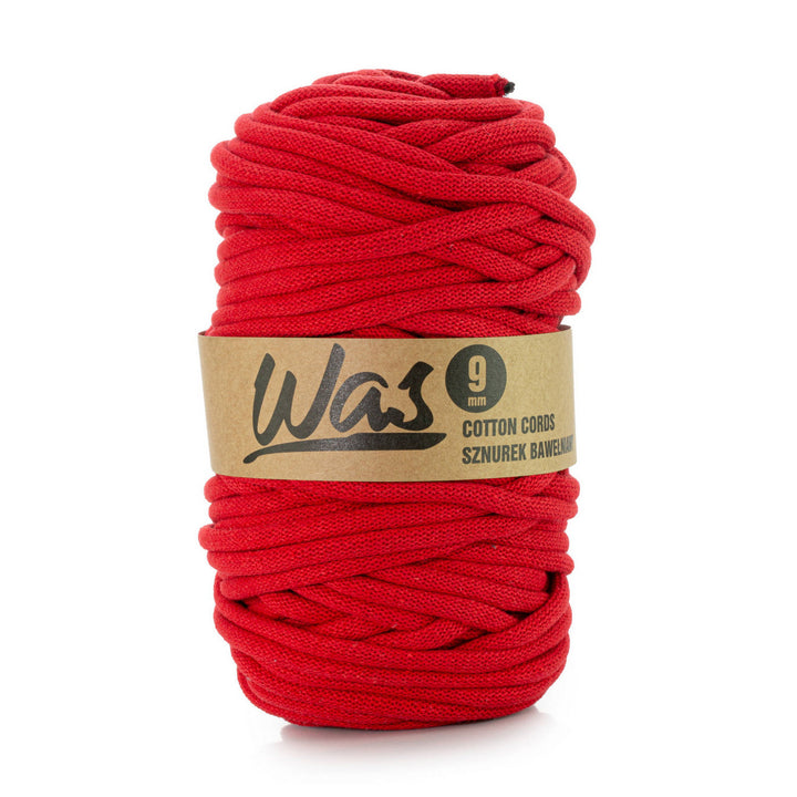 WAS, cotton cord with polyester core, braided, 9mm, 50m, red