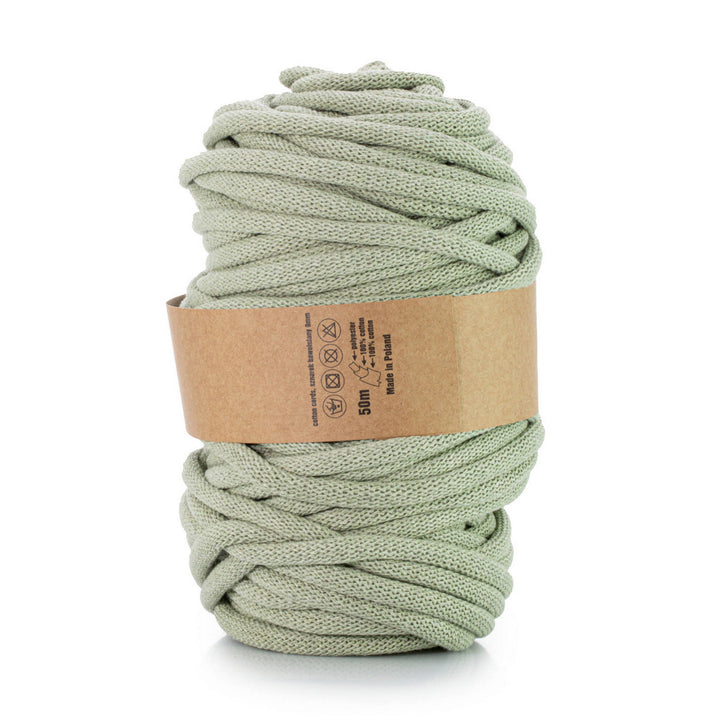 WAS, cordon en coton avec âme en polyester, tressé, 9mm, 50m, vert olive