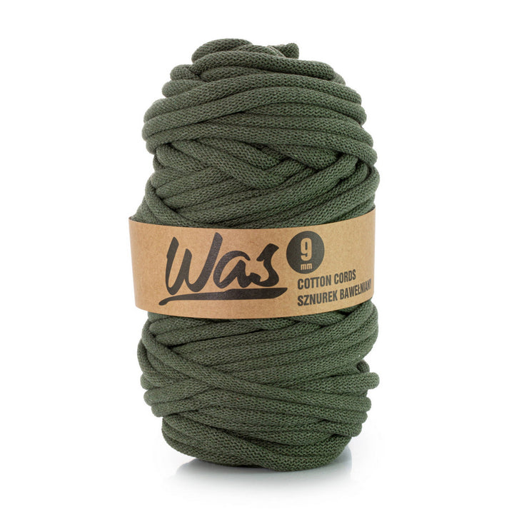 WAS, cotton cord with polyester core, braided, 9mm, 50m, khaki