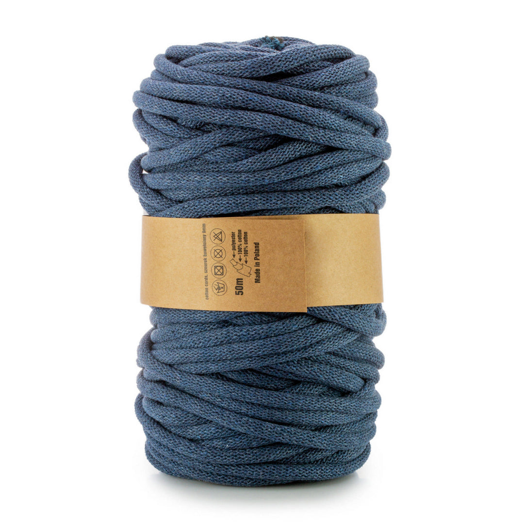 WAS, cotton cord with polyester core, braided, 9mm, 50m, light denim