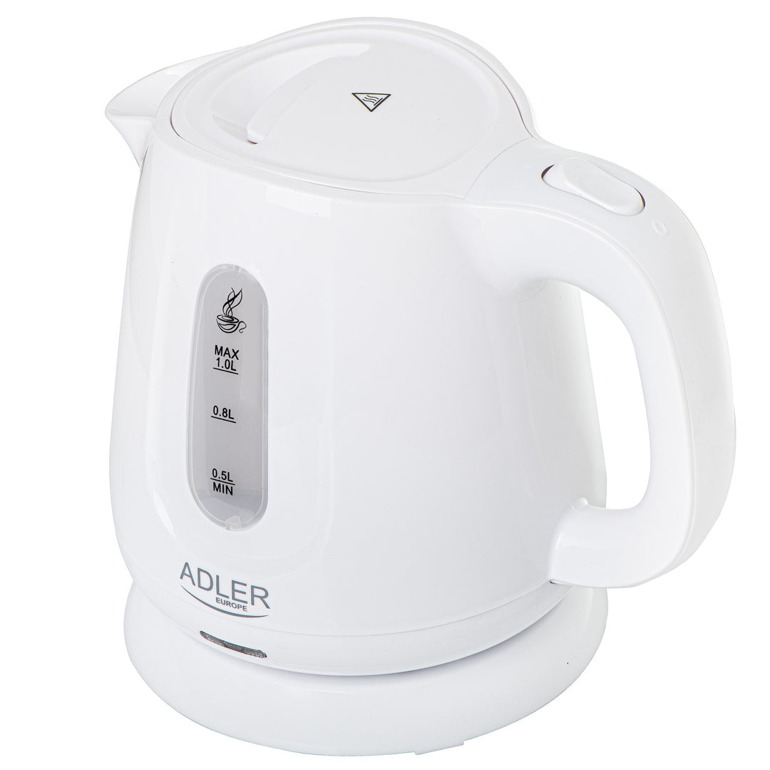 Adler AD 1373 Electric Kettle, Capacity 1L, Power 850W, White, Water Boiler Portable with Auto Shut-off