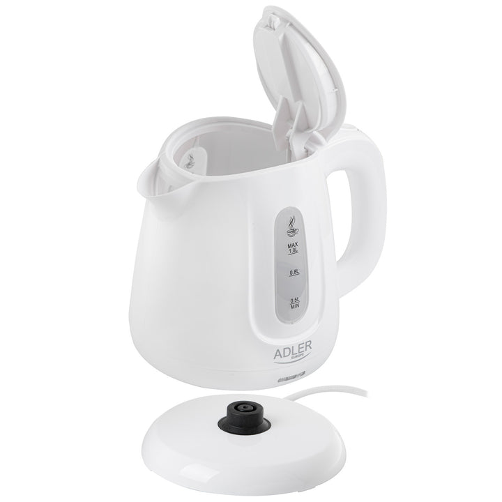 Adler AD 1373 Electric Kettle, Capacity 1L, Power 850W, White, Water Boiler Portable with Auto Shut-off