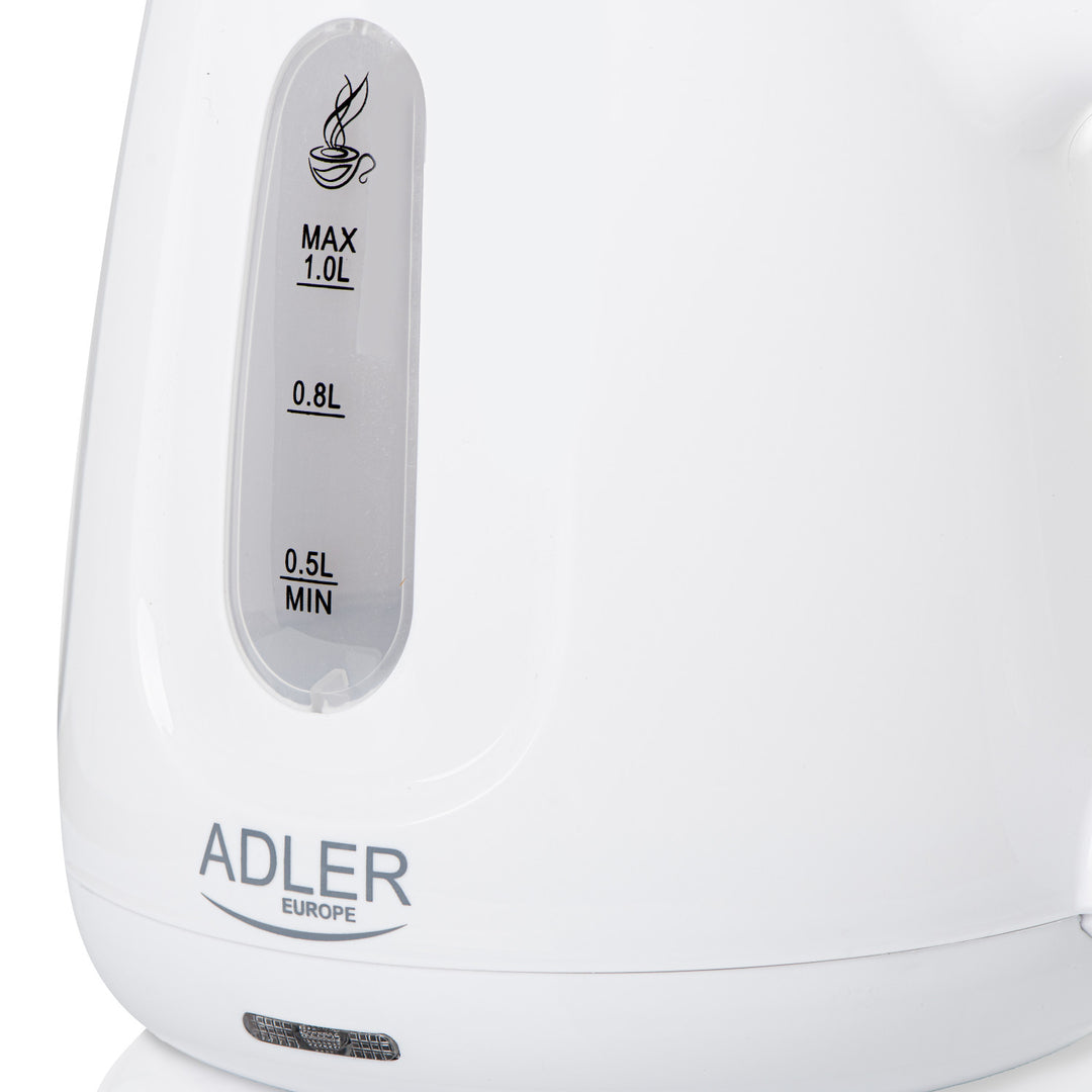 Adler AD 1373 Hervidor eléctrico, Capacidad 1L, Potencia 850W, Color Blanco