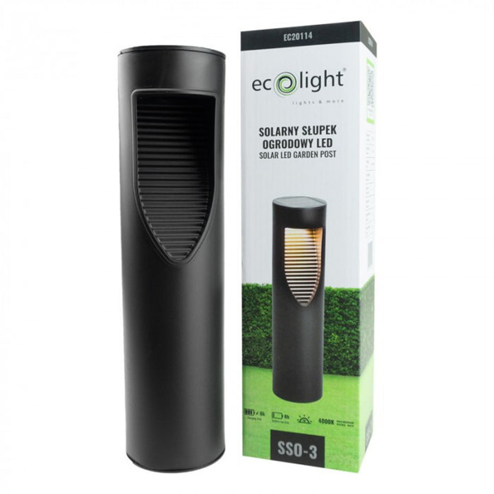 EcoLight LED poteau de jardin, solaire, 4000K, IP54, SSO-3