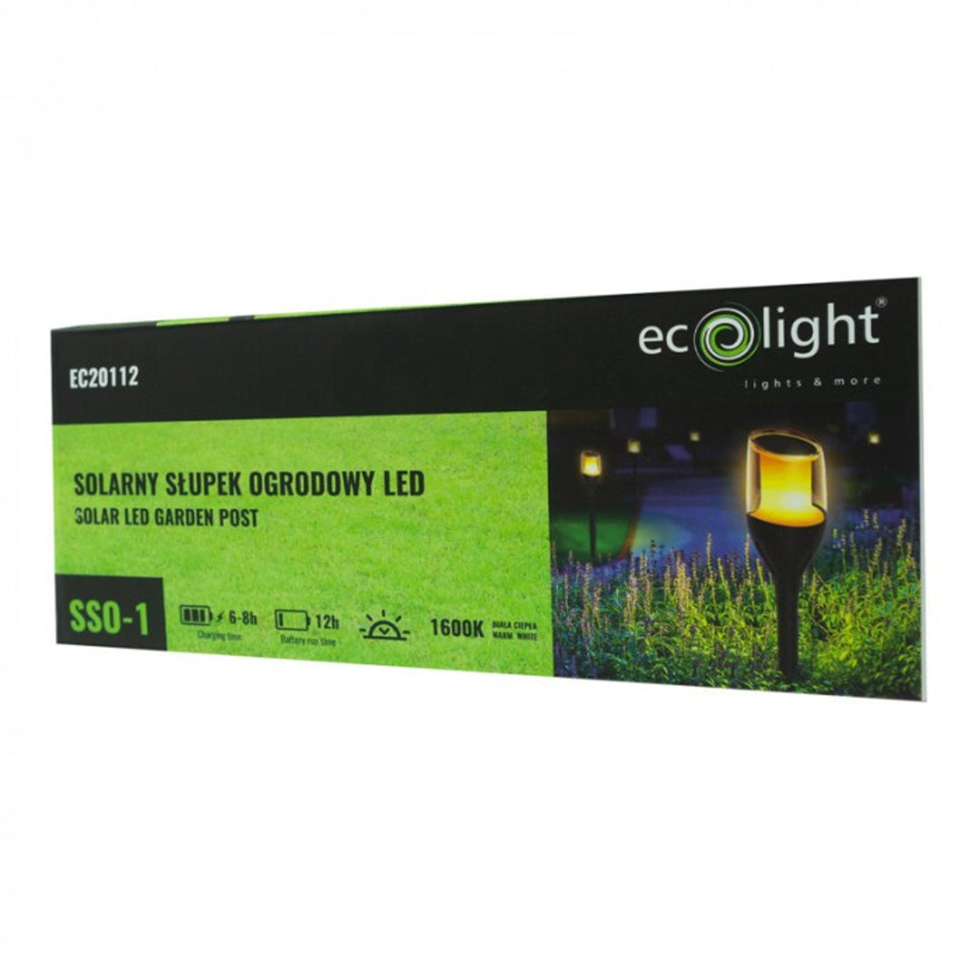 EcoLight LED poteau de jardin, solaire, flamme, 1600K, IP65, SSO-1