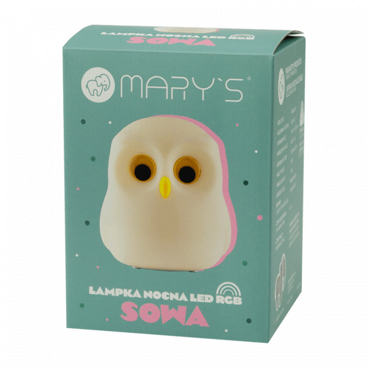 Mary's Children's Night Light - Owl Design, 3000K Warm White, RGB, USB Powered, Model MW20725